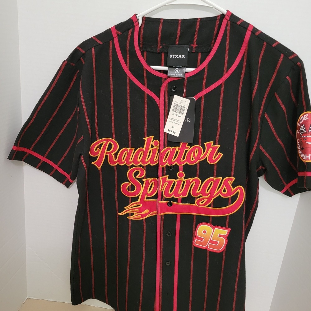 Disney Pixar Cars Lightning McQueen Baseball Jersey BoxLunch Black XS New unisex